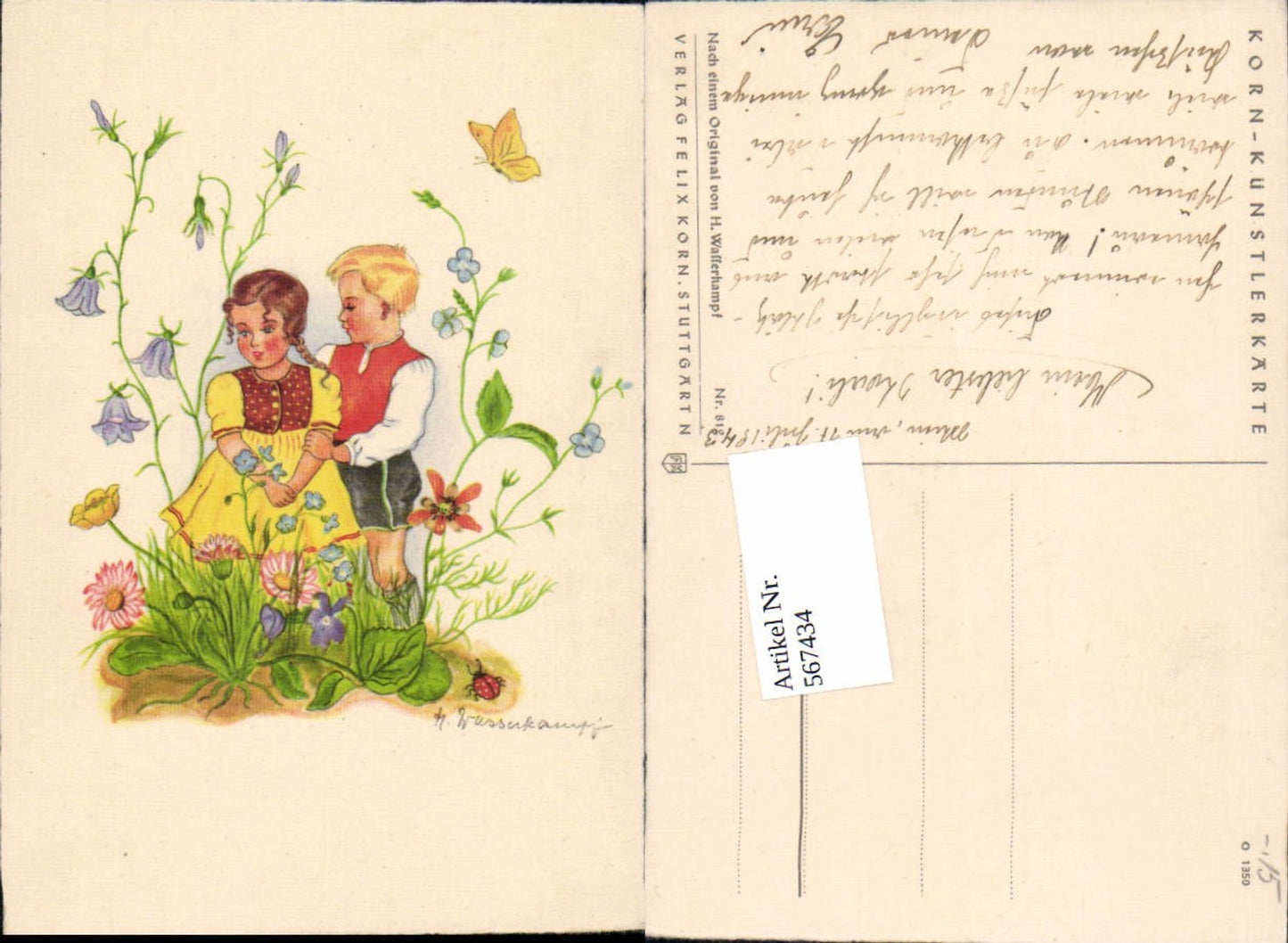 567434,Künstler AK Herta Wasserkampf Schmetterling pub Korn Künstlerkarte 812