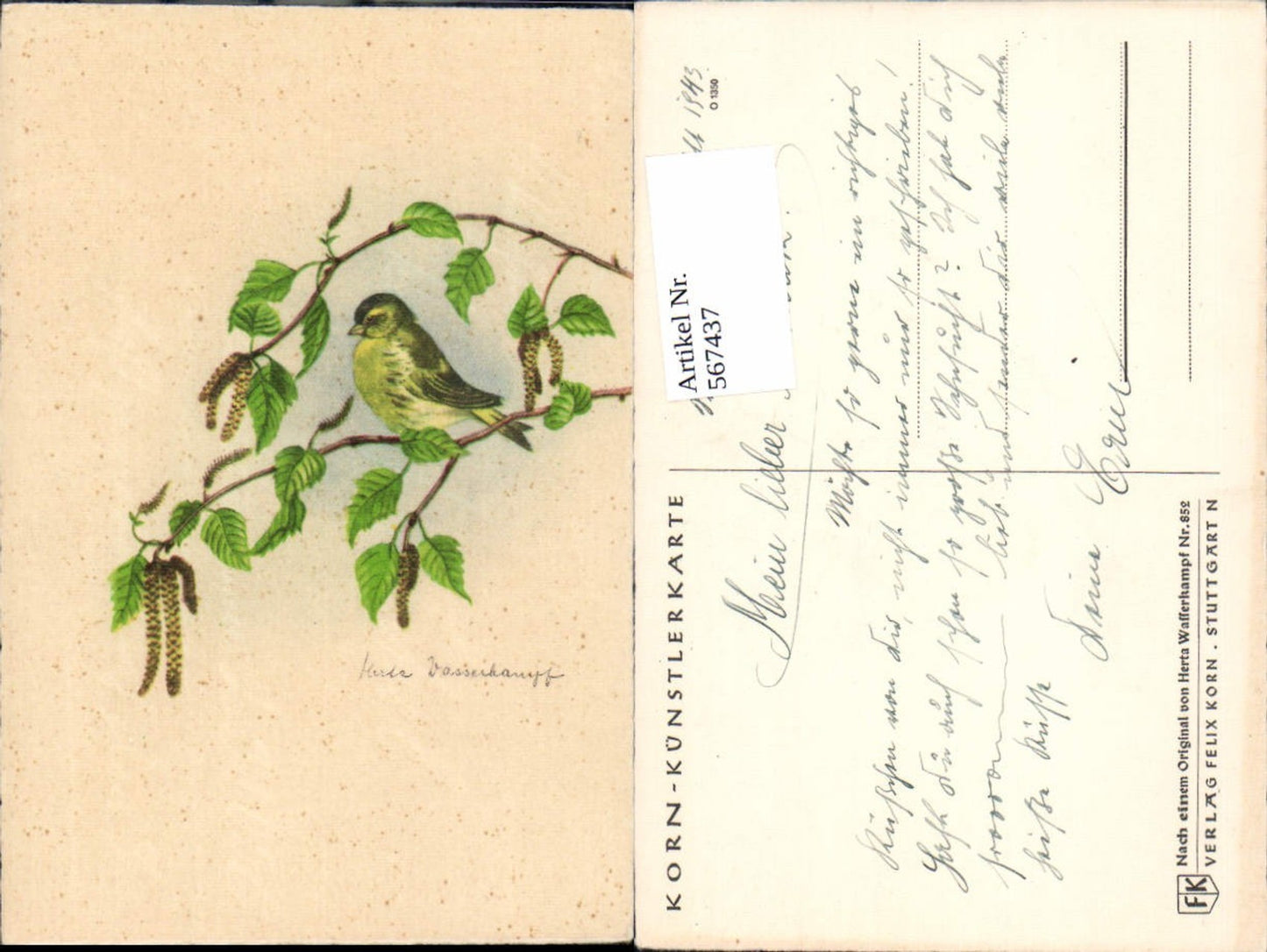 567437,Künstler AK Herta Wasserkampf Vogel pub Korn Künstlerkarte 852