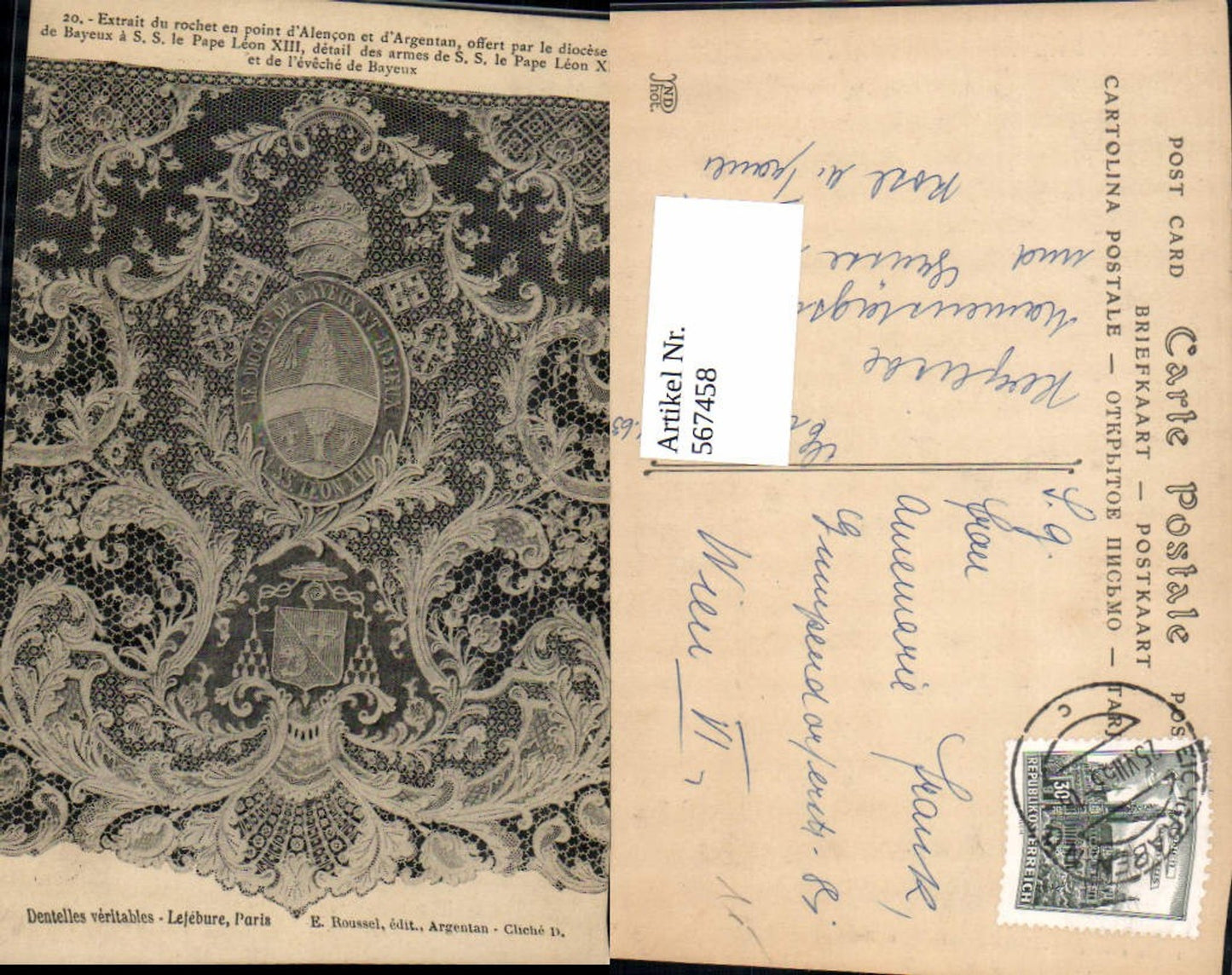 567458,Künstler AK Alencon Argentan Bayeux Teppich Papst