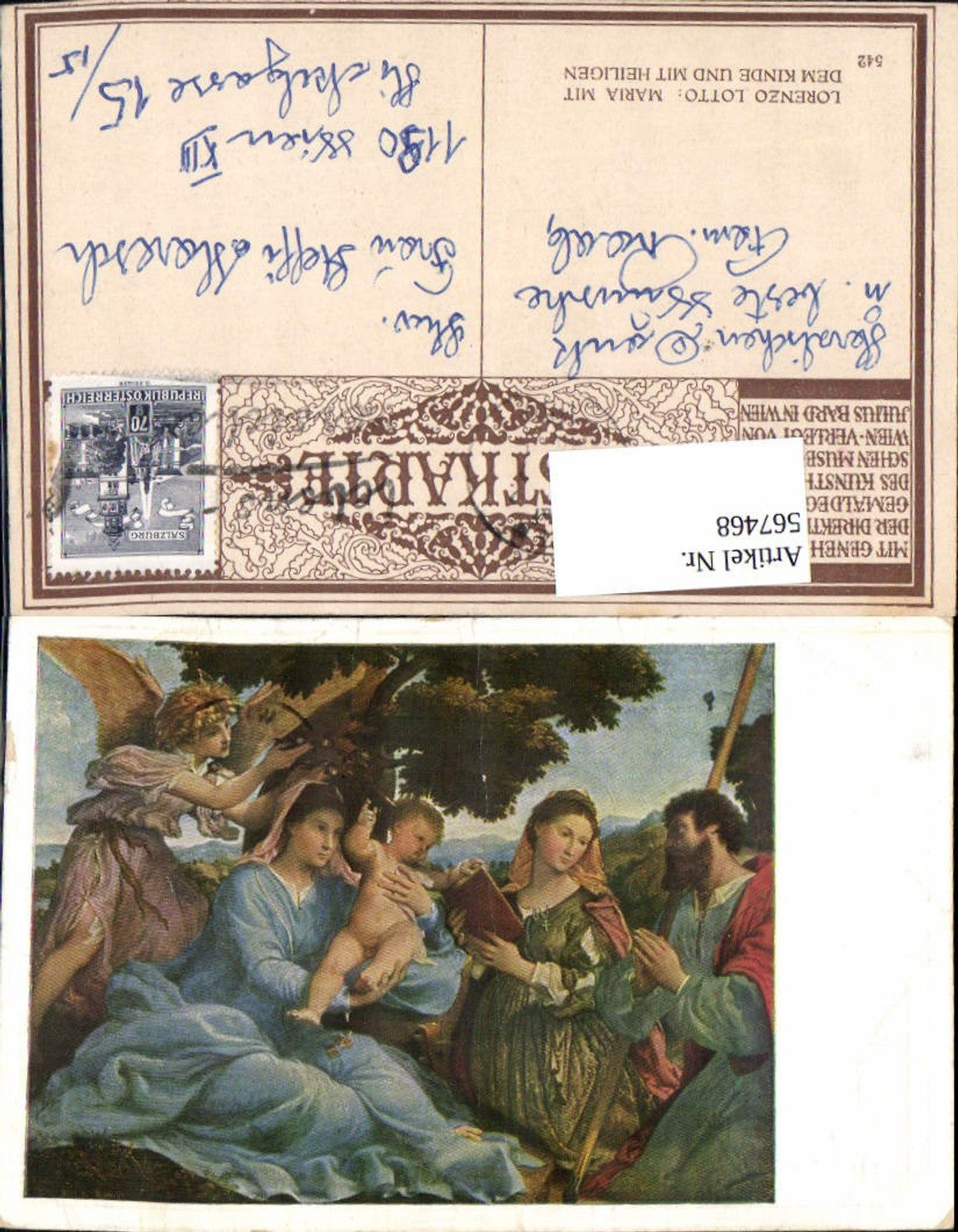 567468,Künstler AK Lorenzo Lotto Maria m. Kinde Heiligen