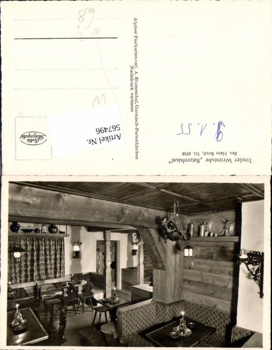 567496,Foto-AK Garmisch Partenkirchen Tiroler Weinstube Batzenhäusl Hans Resch