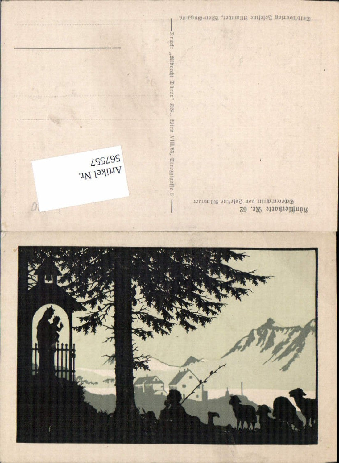 567557,Künstler AK Josefine Allmayer Scherenschnitt Silhouette Künstlerkarte 62