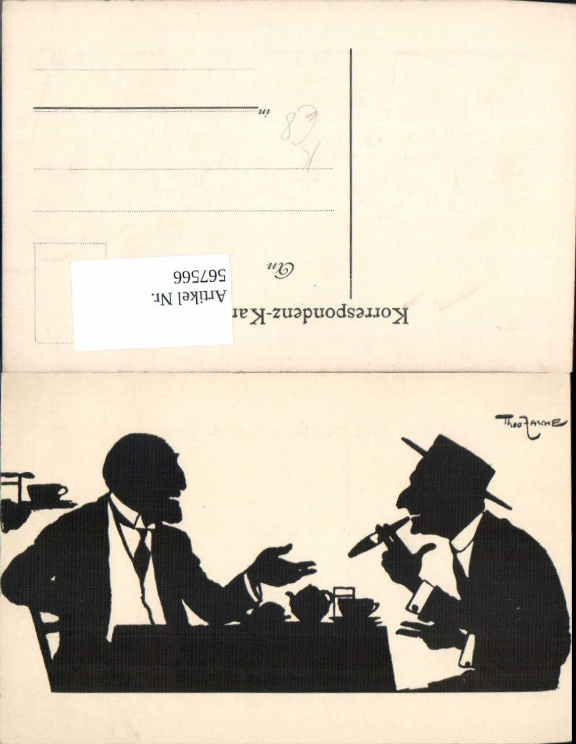 567566,Künstler AK Theo Zasche Rauchen Männer Scherenschnitt Silhouette