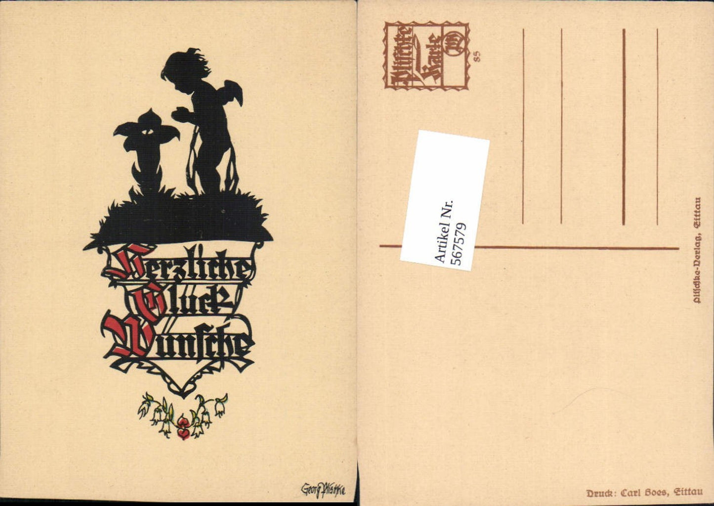 567579,Künstler AK Scherenschnitt Silhouette Engel pub Georg Plischke 85