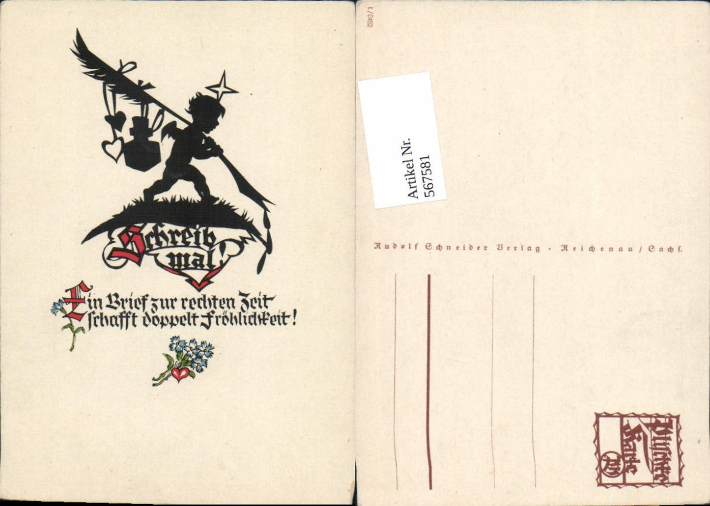 567581,Künstler AK Scherenschnitt Silhouette Amor Engel pub Georg Plischke 0482