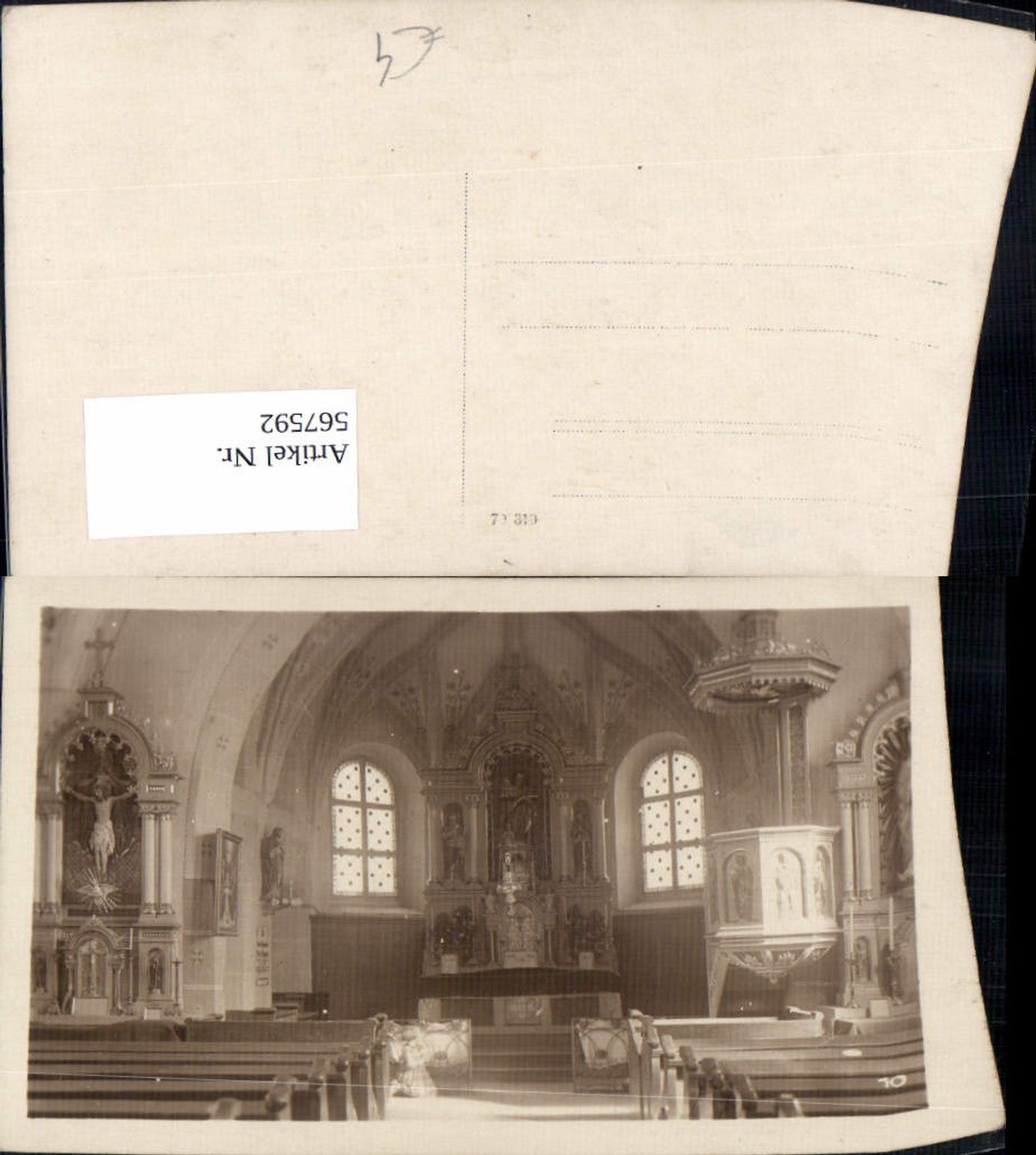 567592,Foto Ak Kirche Innenansicht Altar Kanzel