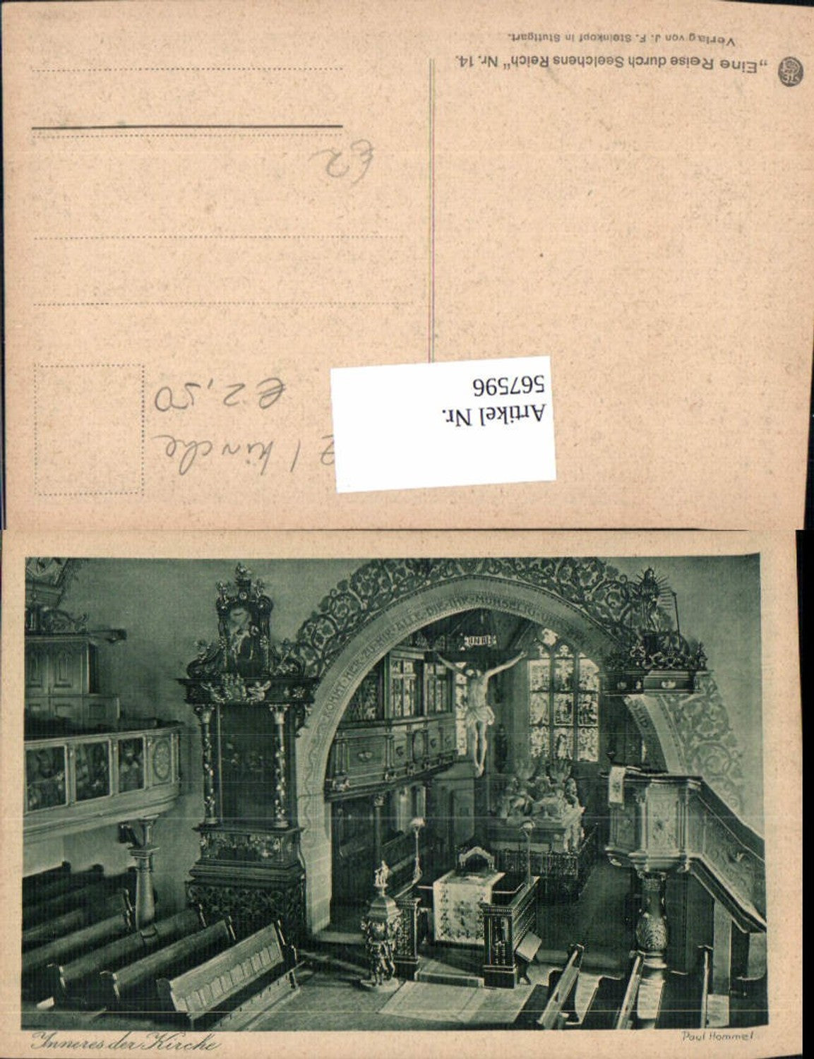 567596,Inneres der Kirche Gebiet Stuttgart Altar