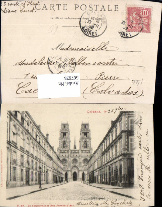 567625,Orleans La Cathedrale et Rue Jeanne d Arc Kathedrale