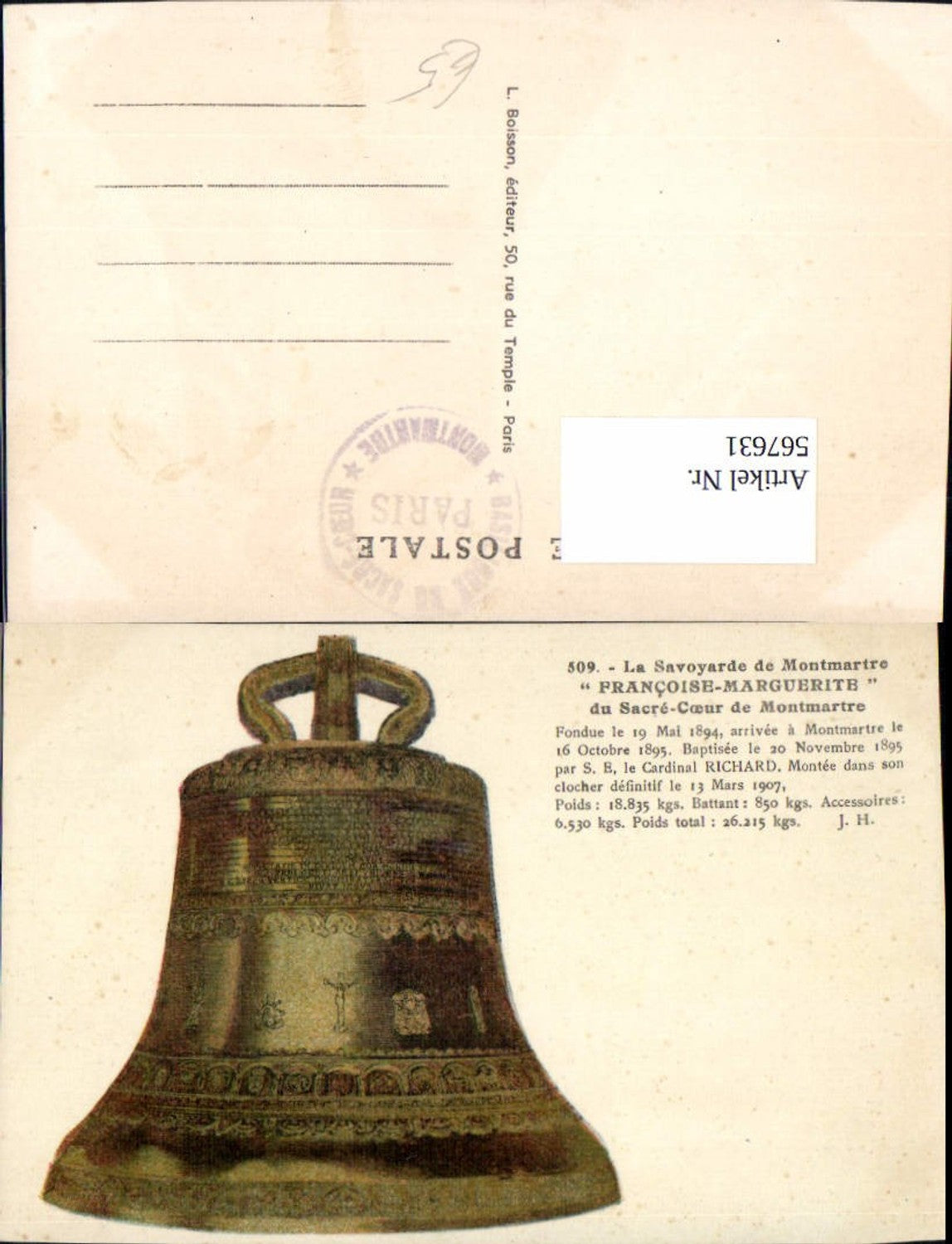 567631,Detailansicht Glocke Francoise-Marguerite du Sacre-Coeur de Montmartre