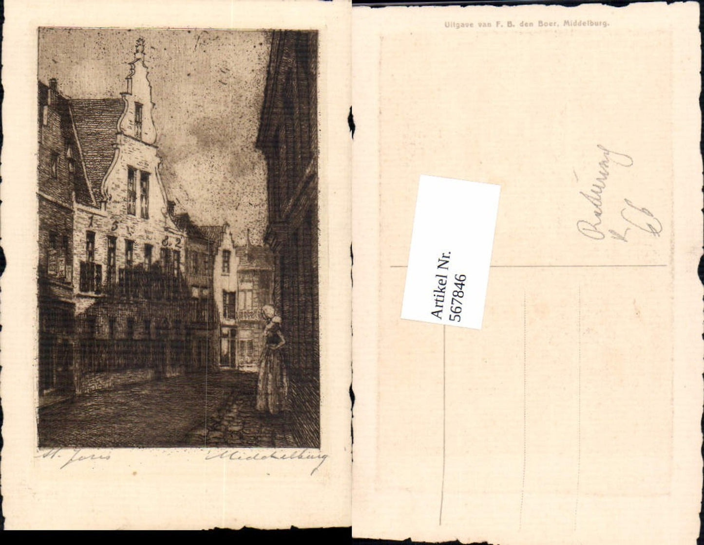 567846,Künstler AK Radierung Middelburg