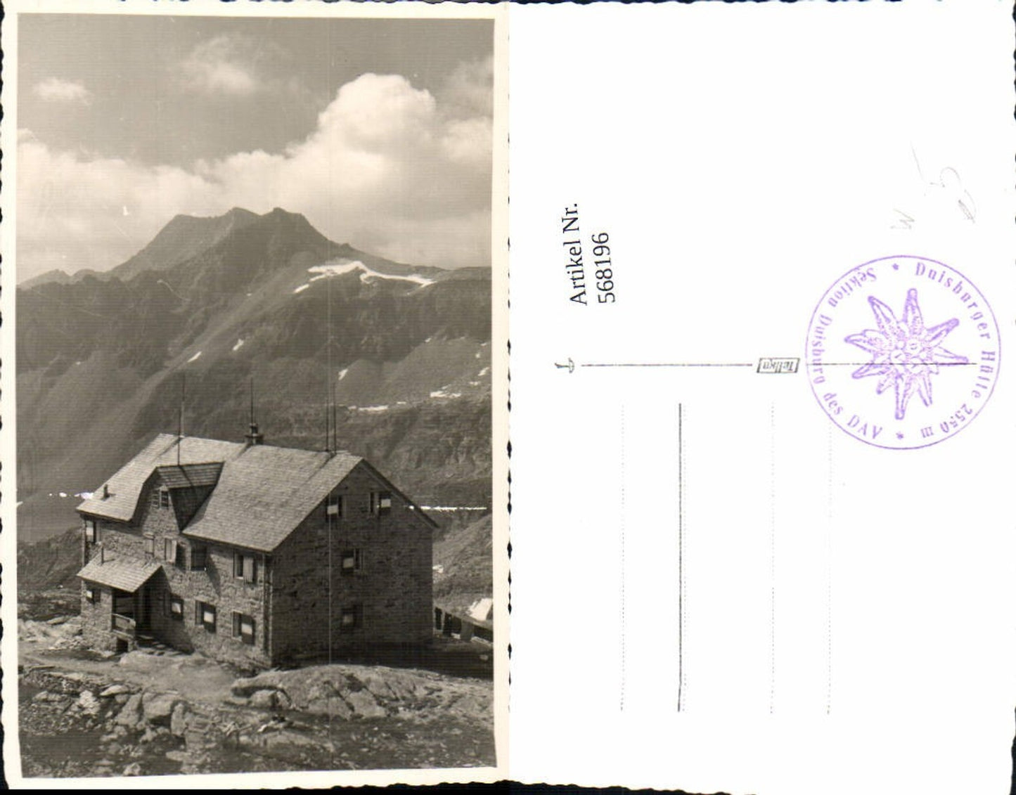 568196,Foto Ak Duisburger Hütte Flattach
