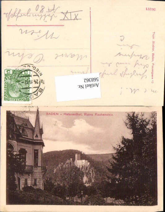 568362,Baden bei Wien Helenenthal Ruine Rauhenstein 1912