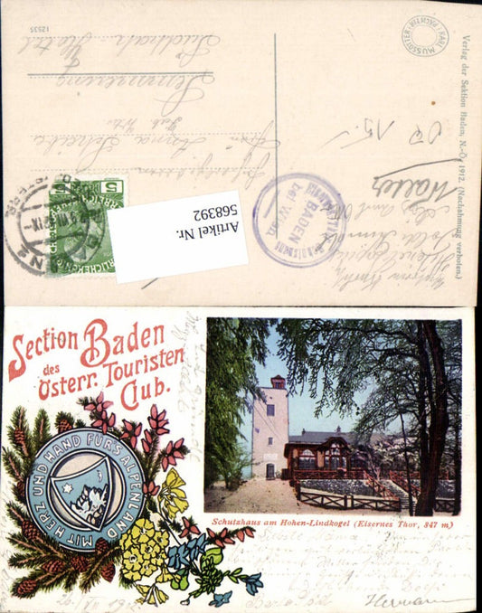 568392,Lithographie Baden bei Wien Schutzhaus Lindkogel Eisernes Tor