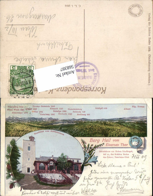 568397,Lithographie Baden bei Wien Schutzhaus Lindkogel Eisernes Tor