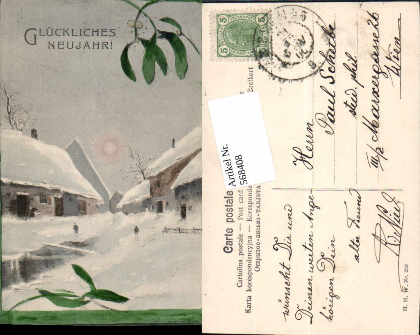 568408,handgemalt Künstler AK Neujahr sign. Heinrich Wertheim