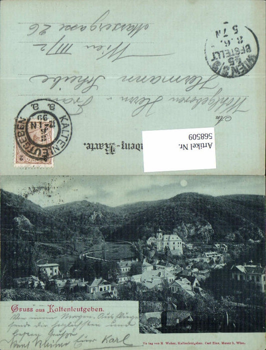 568509,tolle Mond Lithographie Kaltenleutgeben b. Wien