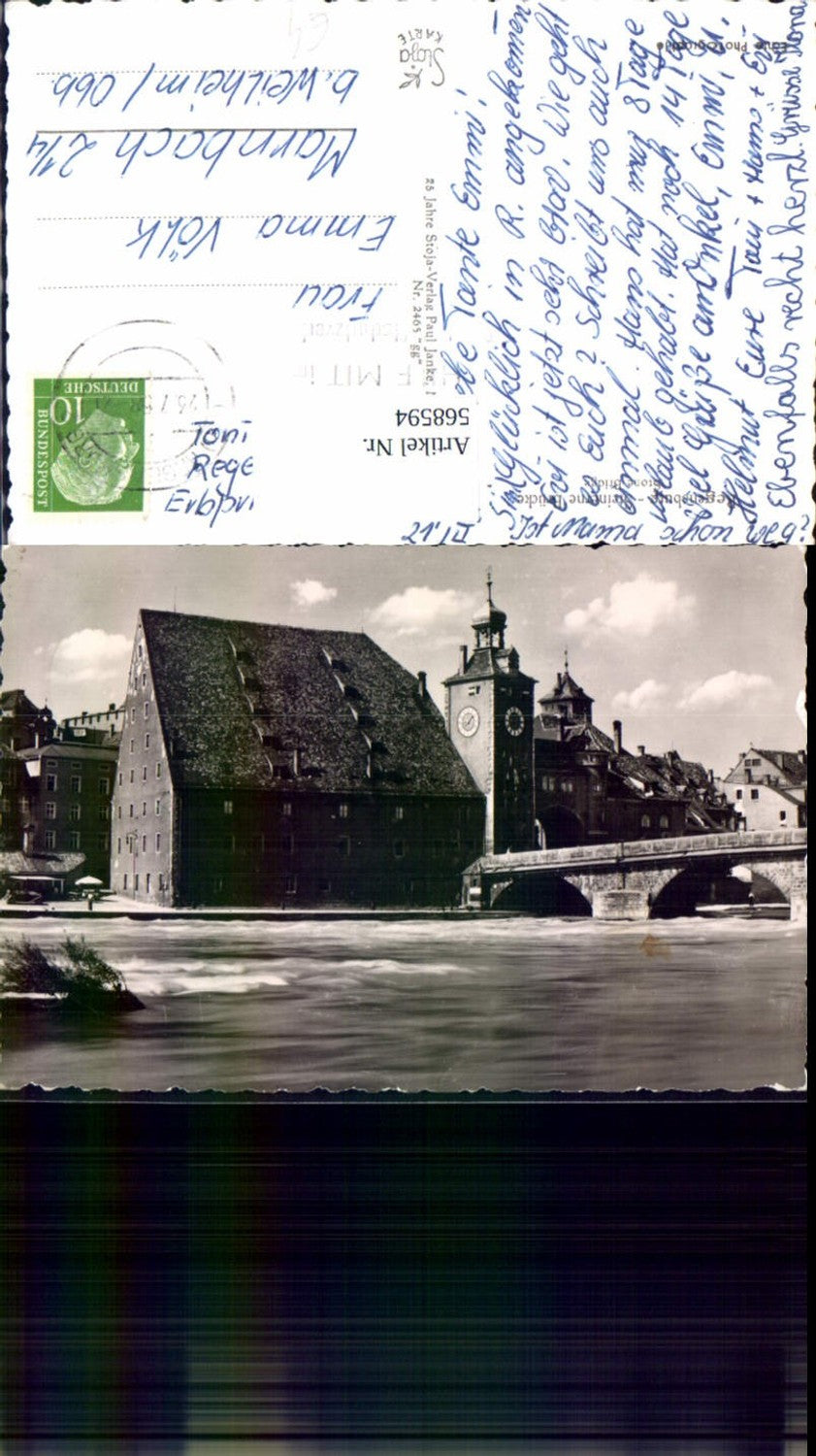 568594,Foto Ak Regensburg Steinerne Brücke Stone Bridge