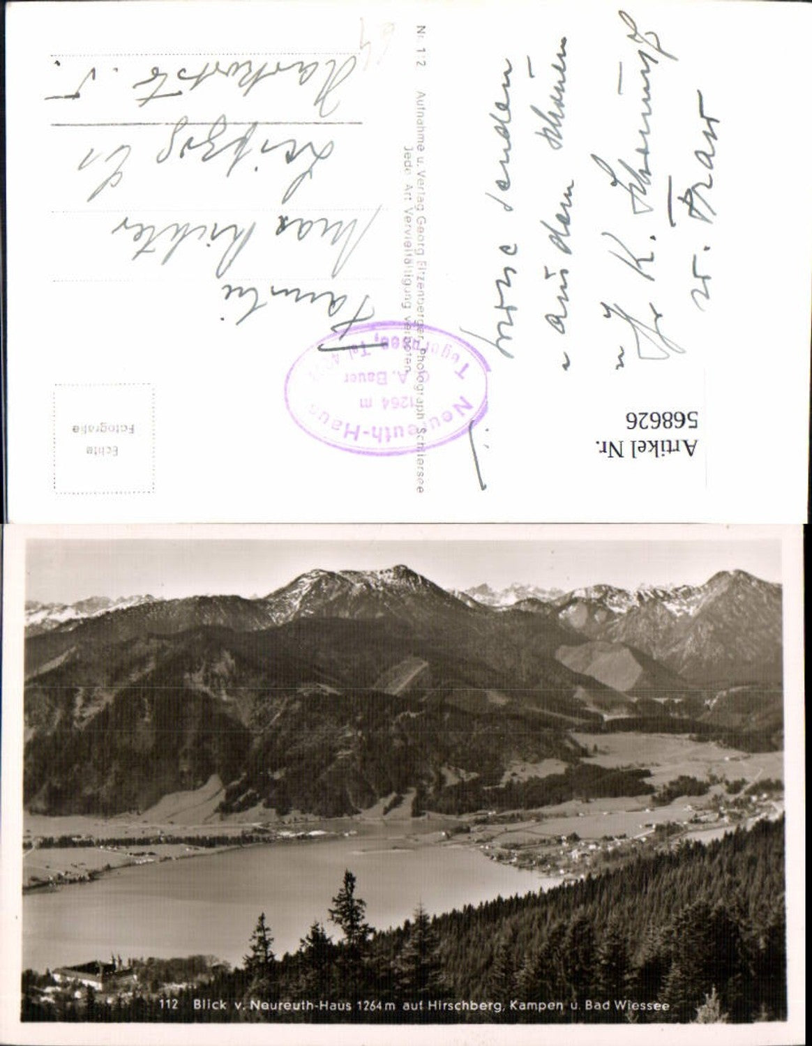 568626,Foto Ak Blick v. Neureuth-Haus auf Hirschberg Kampen u. Bad Wiessee