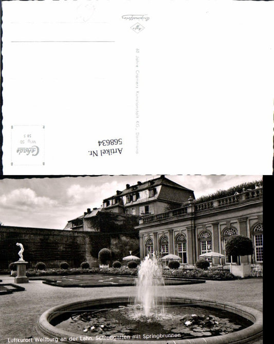 568634,Foto Ak Weilburg a. d. Lahn Schloßgarten m. Springbrunnen Brunnen