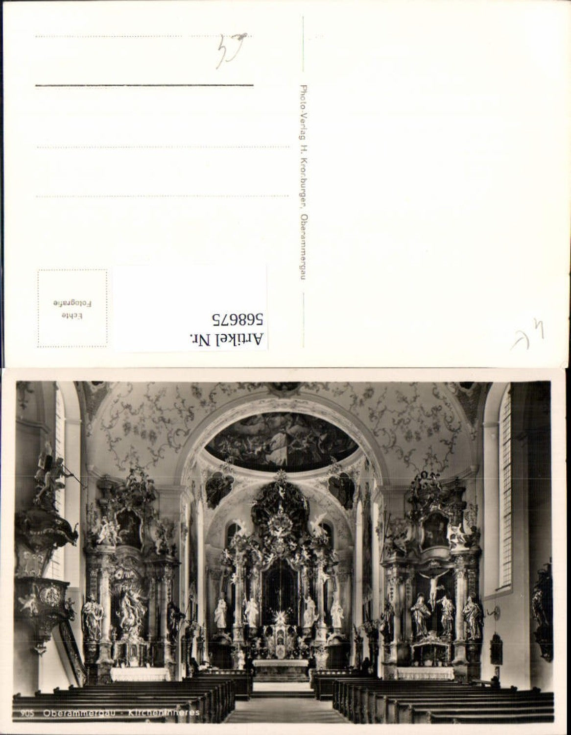 568675,Foto Ak Oberammergau Kirche Inneres Altar