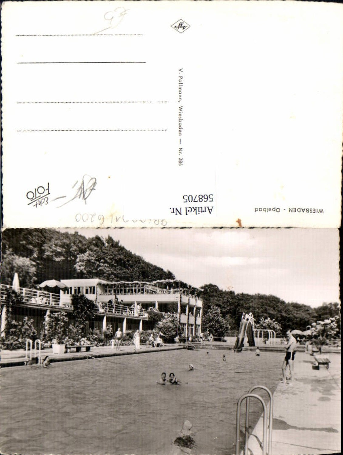 568705,Foto Ak Wiesbaden Opelbad Schwimmbad