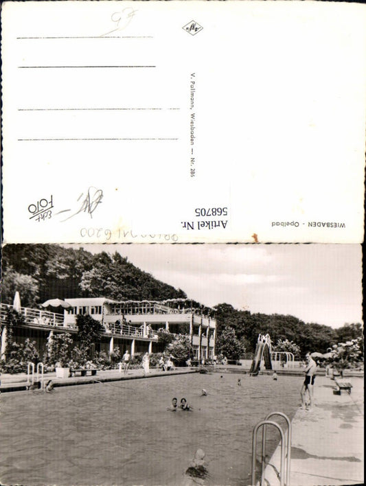 568705,Foto Ak Wiesbaden Opelbad Schwimmbad