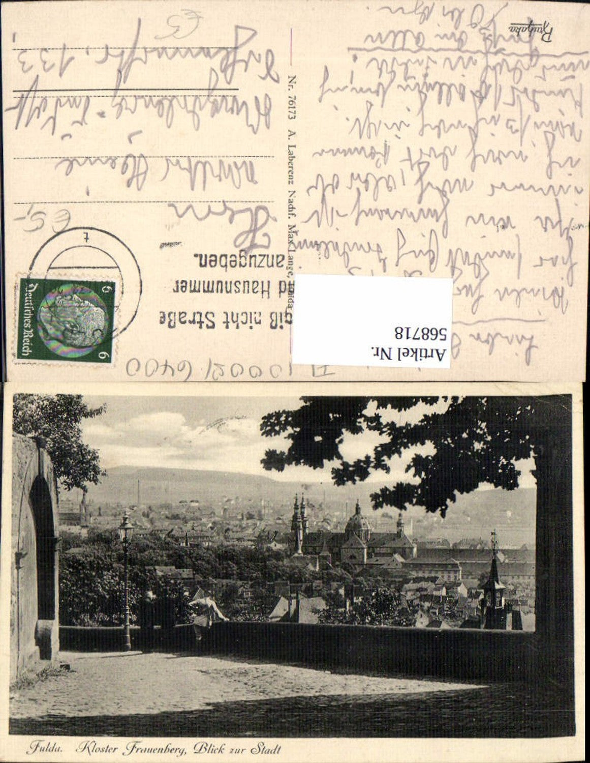 568718,Fulda Kloster Frauenberg Blick zur Stadt