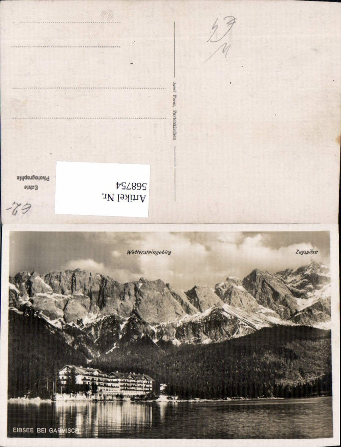 568754,Foto Ak Grainau Eibsee Wettersteingebirge