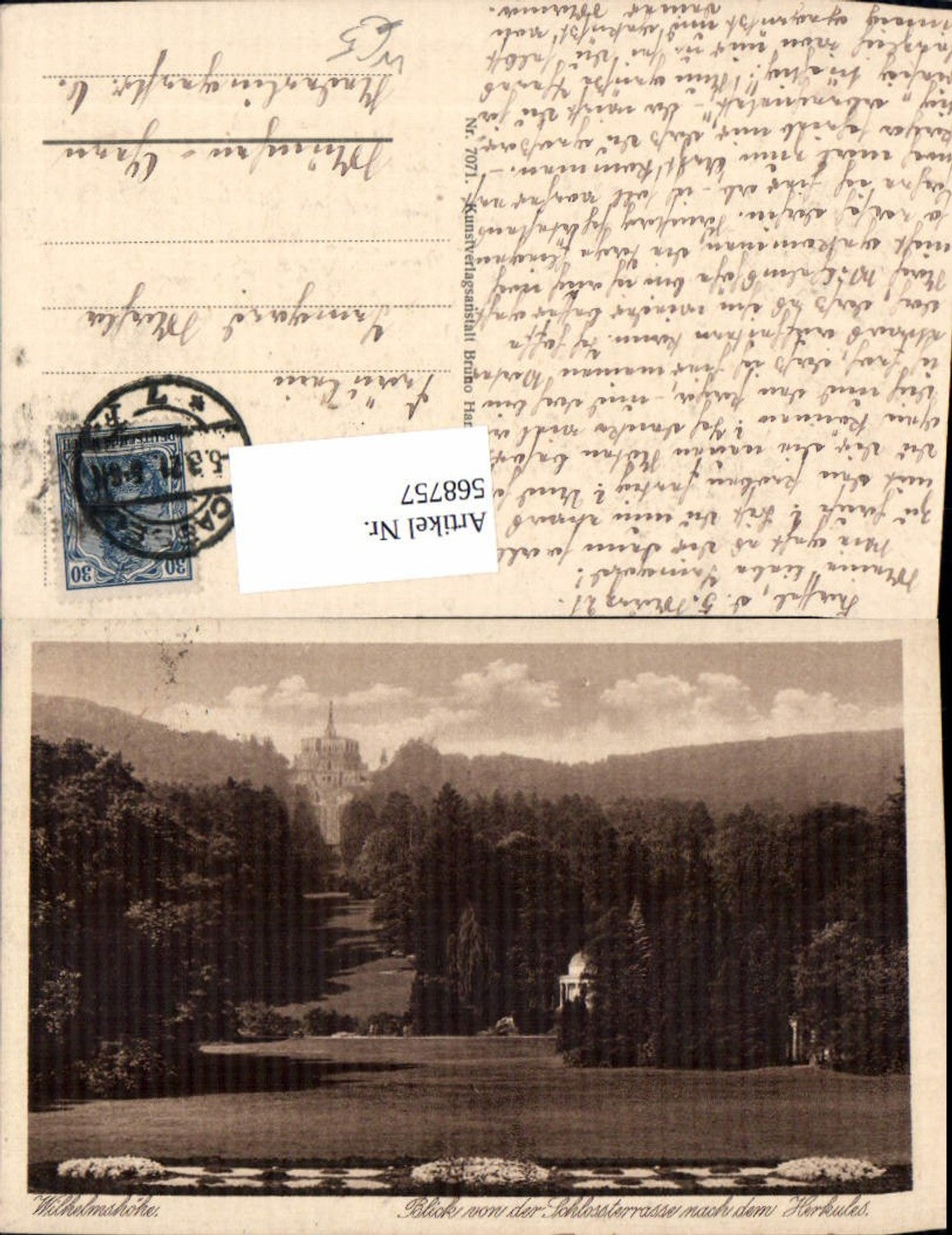 568757,Kassel Wilhelmshöhe Blick v. d. Schloßterrasse n. d. Herkules