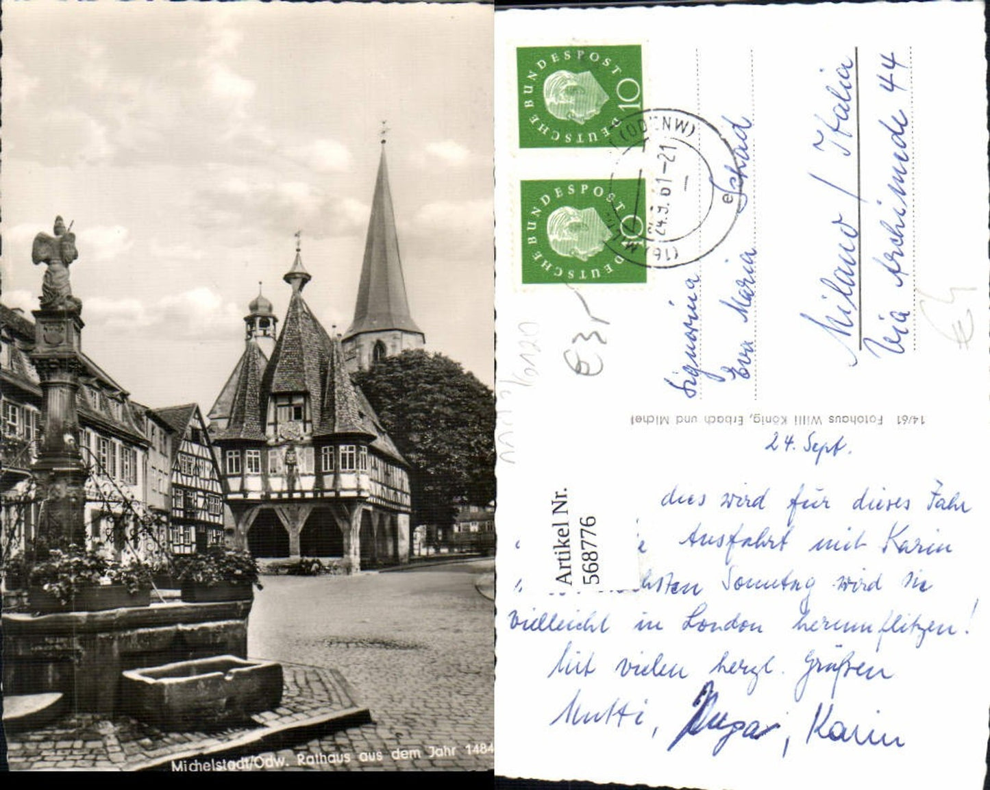 568776,Michelstadt Odenwald Rathaus Brunnen