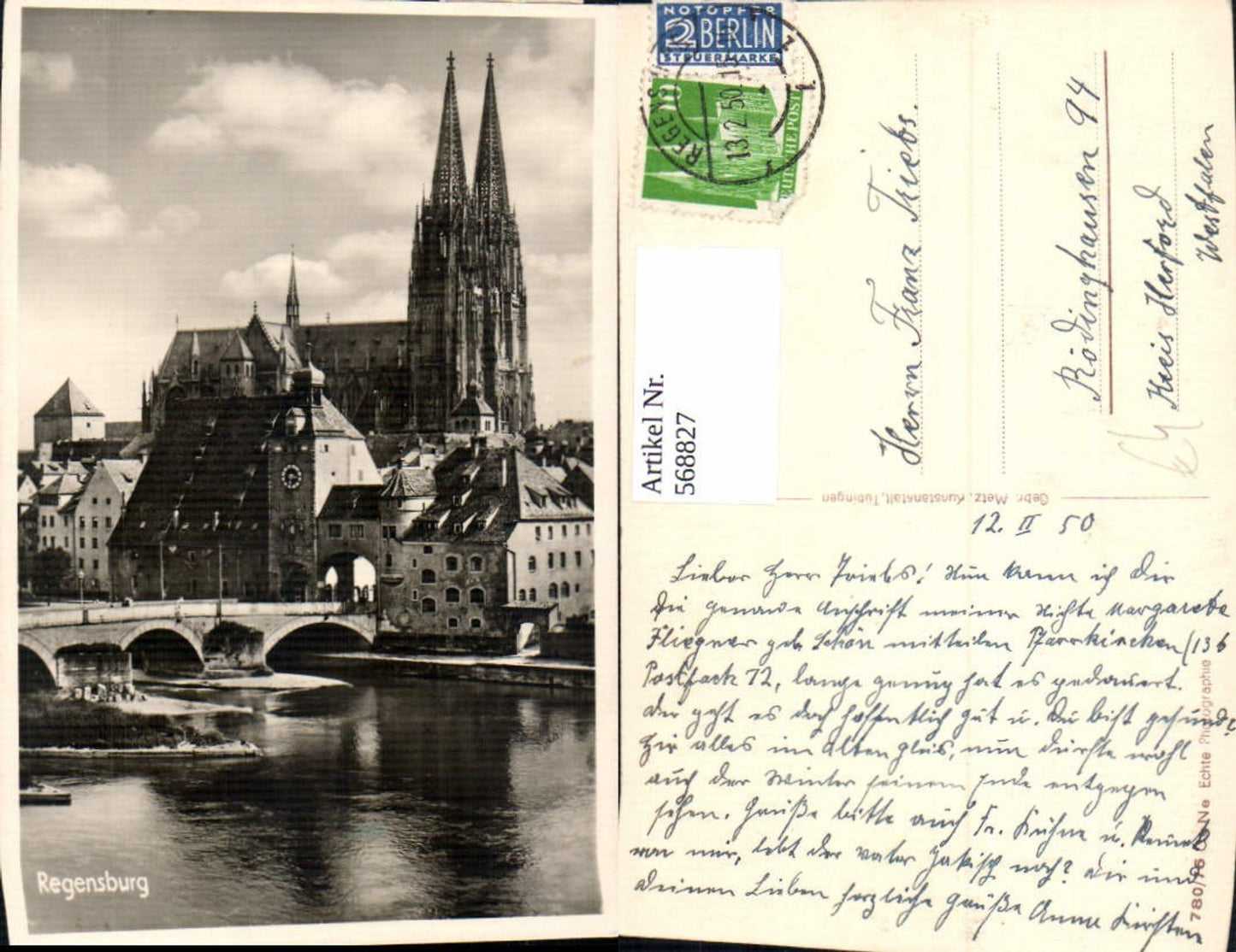 568827,Foto Ak Regensburg m. Dom Brücke