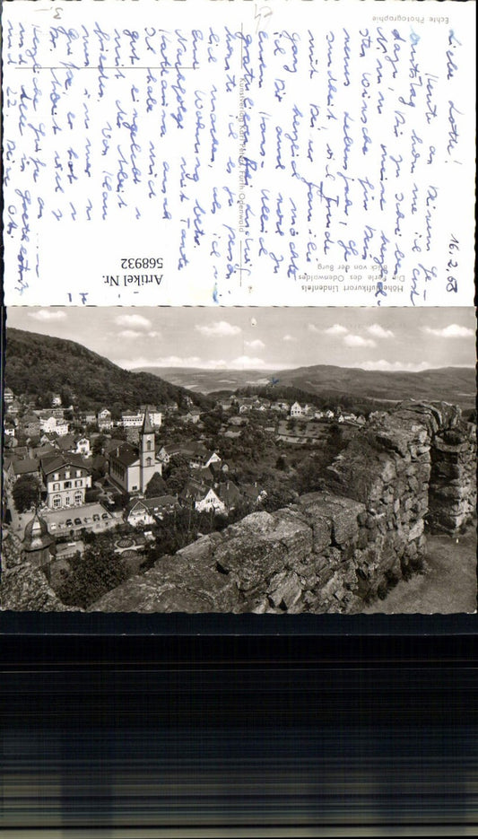 568932,Foto Ak Lindenfels Odenwald Blick v. d. Burg