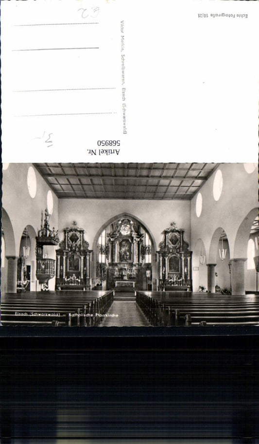 568950, Photo Ak Elzach Black Forest Catholic Parish Church Interior Altar
