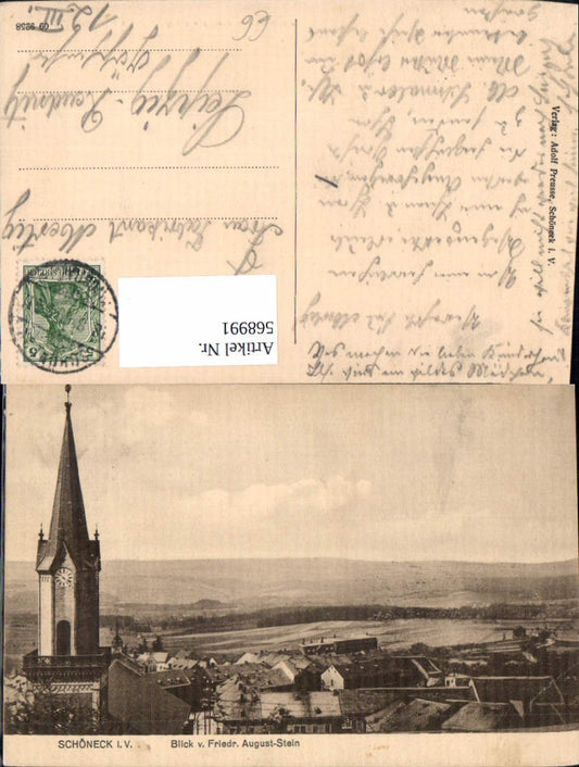 568991,Schöneck Vogtland Blick v. Friedrich-August-Stein Kirche