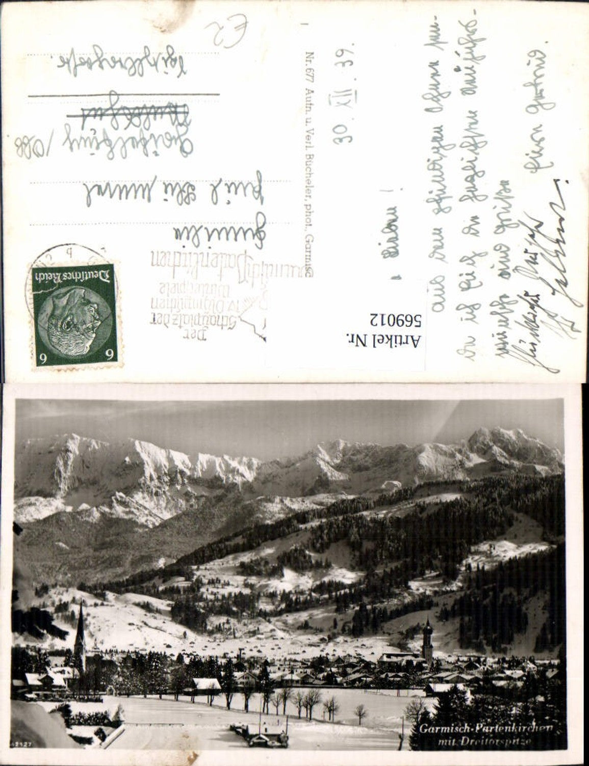 569012,Foto Ak Garmisch-Partenkirchen m. Dreitorspitze Winteransicht