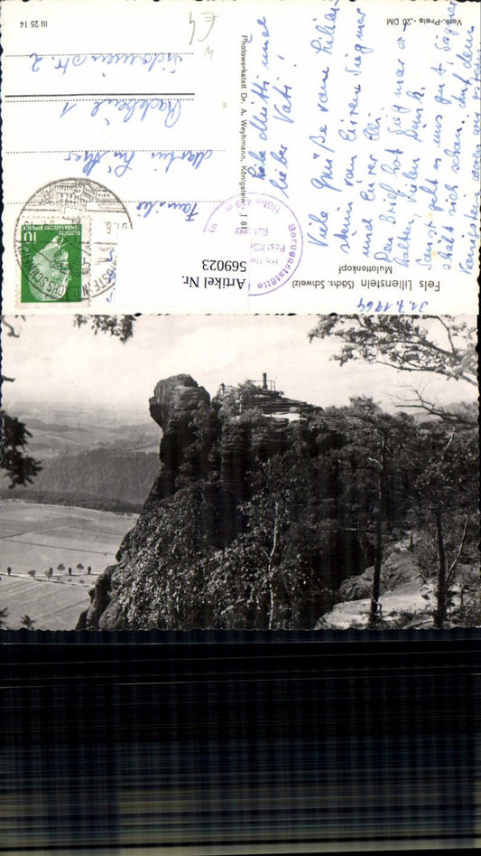 569023,Foto Ak Fels Lilienstein Sächsische Schweiz Mulattenkopf b. Bad Schandau