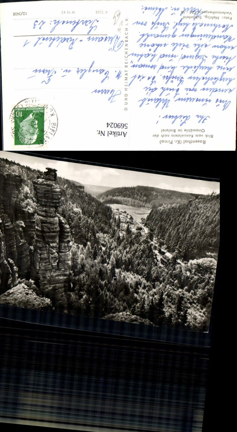 569024,Rosenthal-Bielatal Rosenthal Blick v. Kanzelstein n. d. Ottomühle i. Bielatal pub VEB