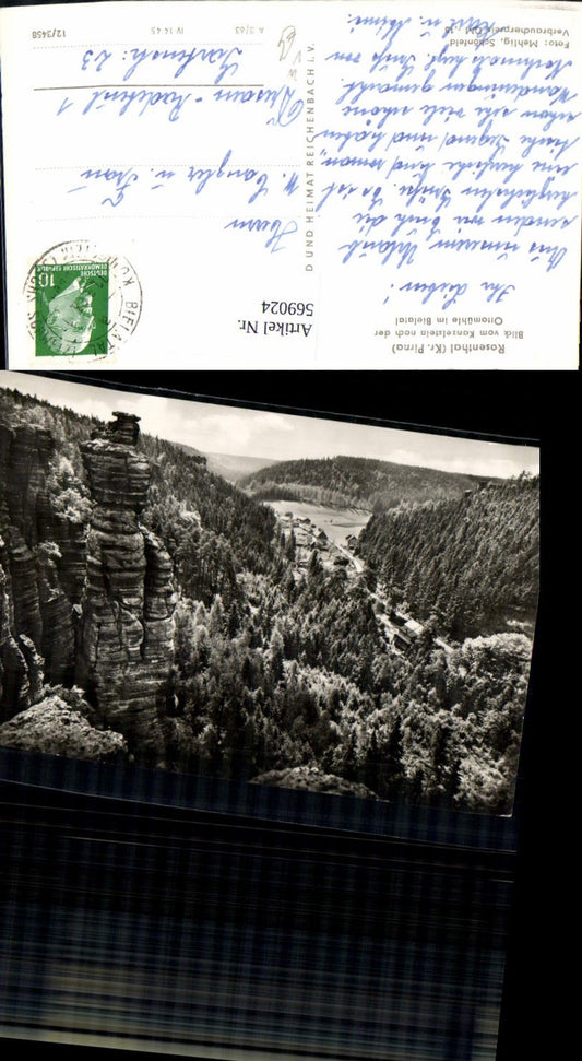 569024,Rosenthal-Bielatal Rosenthal Blick v. Kanzelstein n. d. Ottomühle i. Bielatal pub VEB