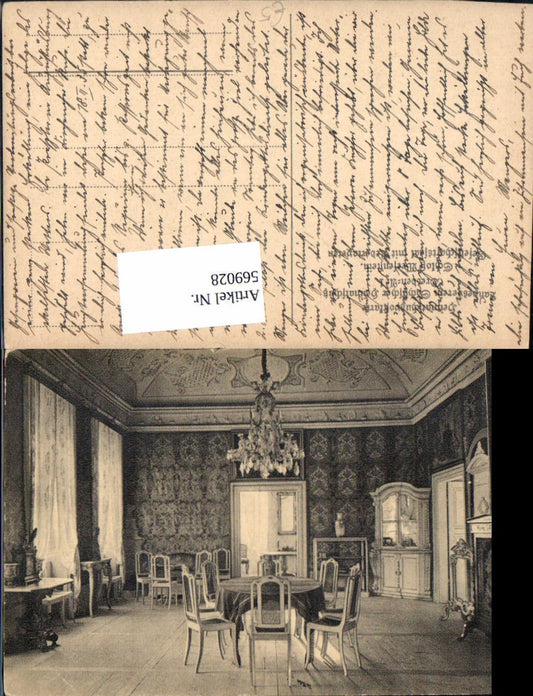 569028,Schloss Weesenstein Müglitztal Gesellschaftsaal m. Ledertapeten Interieur