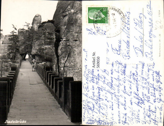 569050,Foto Ak Basteibrücke b. Lohmen Felsbrücke Gesteinsformation