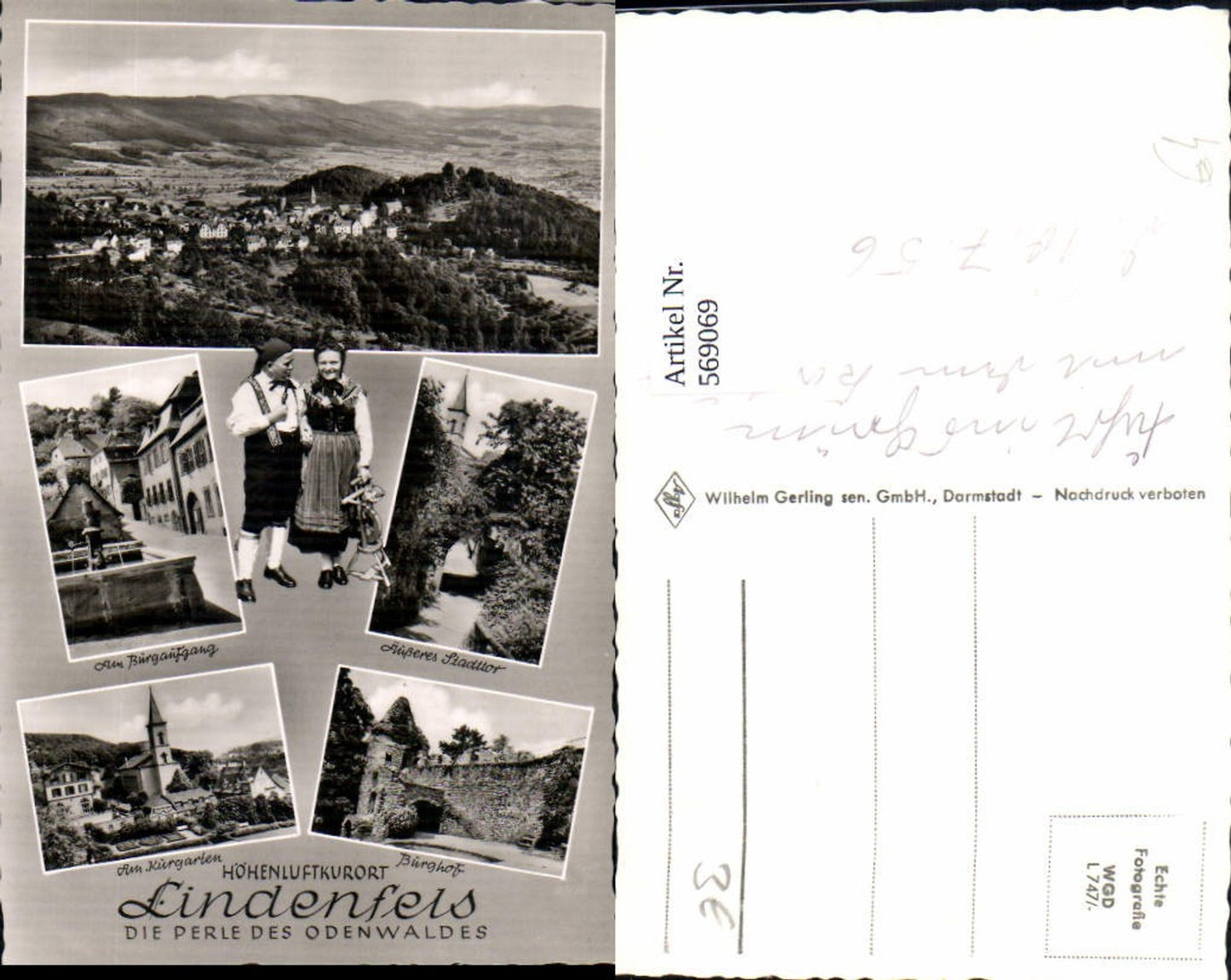 569069,Mehrbild Ak Lindenfels Odenwald Tracht Stadttor Burgaufgang