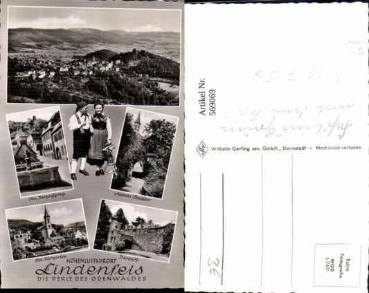 569069,Mehrbild Ak Lindenfels Odenwald Tracht Stadttor Burgaufgang