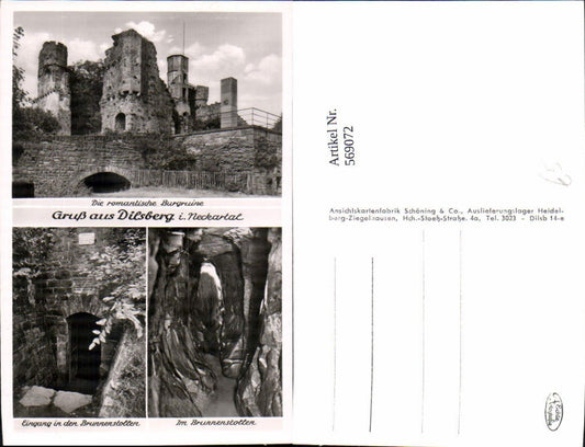 569072, Multi-image postcard Dilsberg i. Neckartal Castle ruins Brunnenstollen