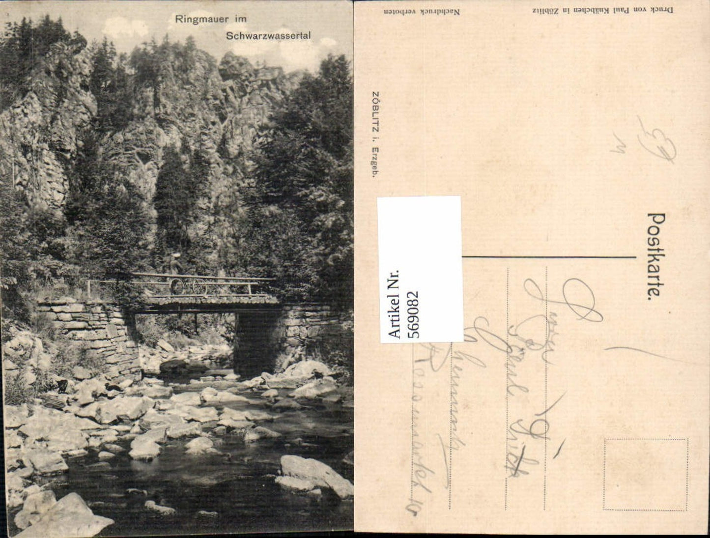 569082,Zöblitz Marienberg Ringmauer i. Schwarzwassertal Brücke Fahrrad Rad