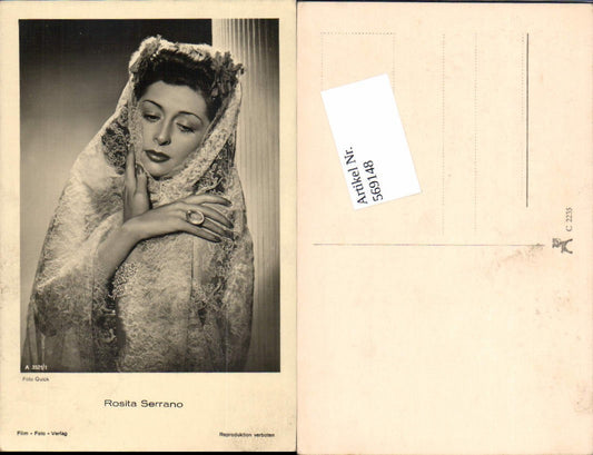 569148,Foto Ak Rosita Serrano Schmuck Schleier Schauspieler pub Foto Quick A 3521/1