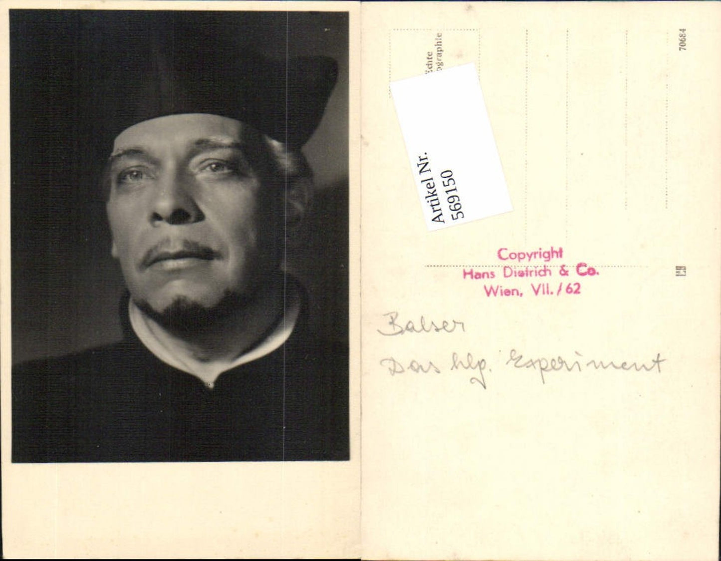 569150,Foto Ak Ewald Balser Das hl. Experiment Schauspieler
