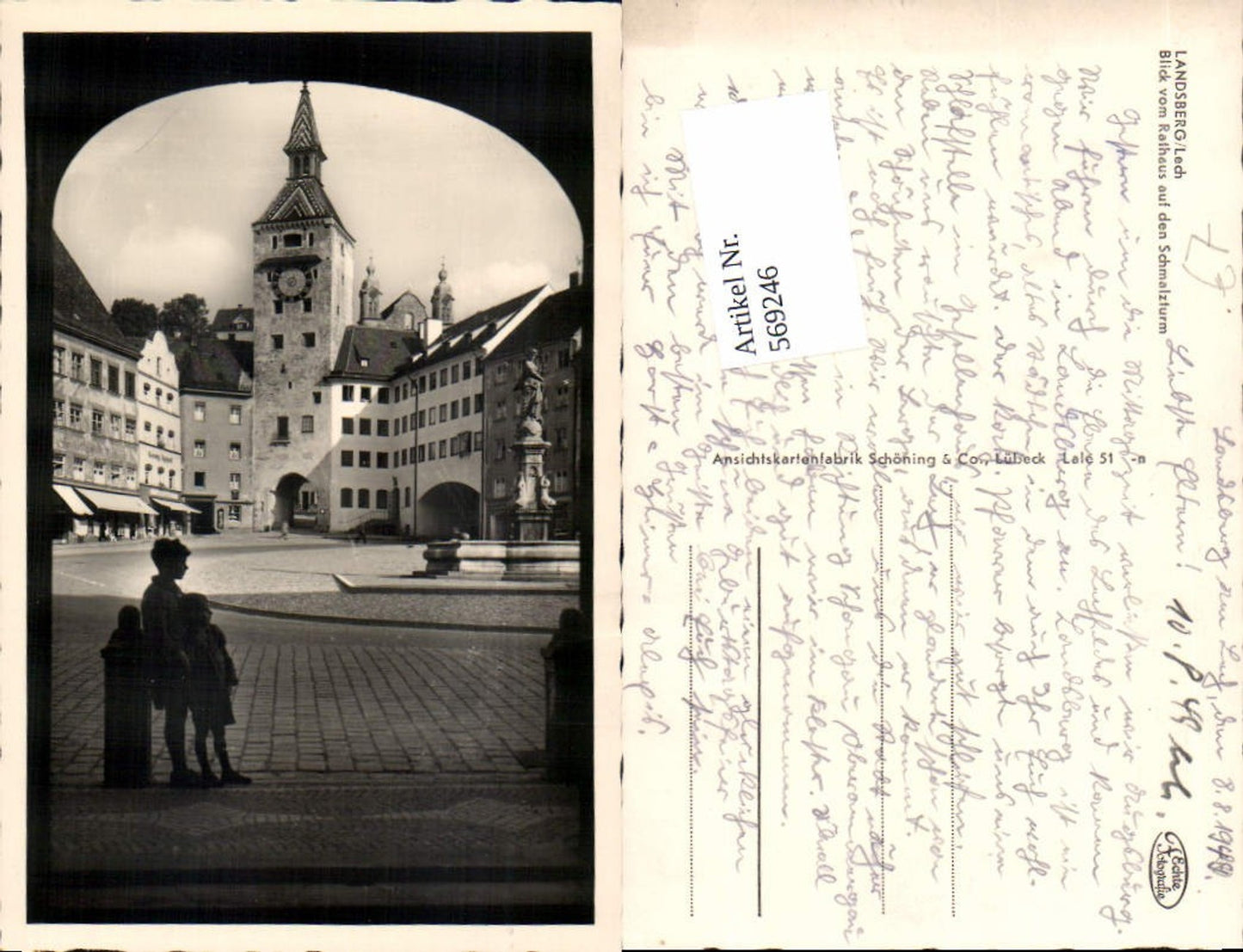 569246,tolle Foto-AK Landsberg am Lech Rathaus Schmalzturm