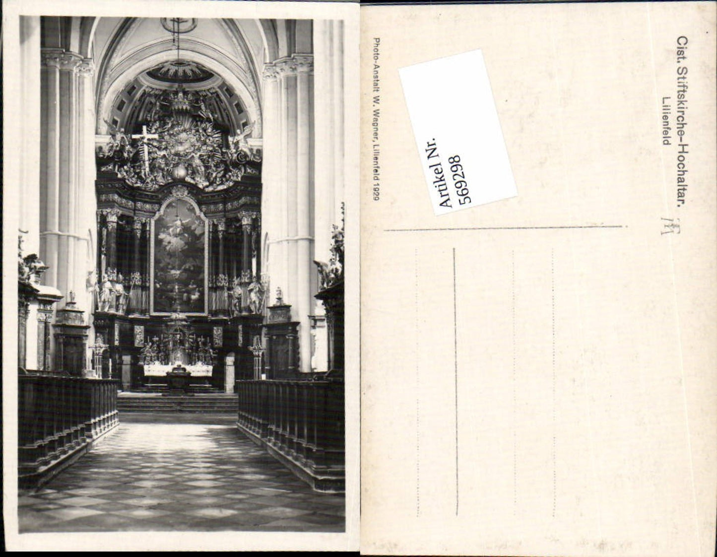 569298,Lilienfeld Cist. Stift Hochaltar pub Photoanstalt Wagner