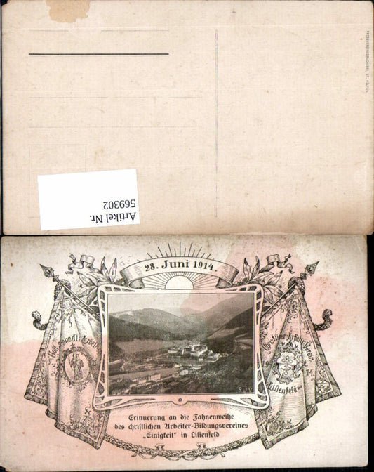 569302,tolle AK Lilienfeld Erinnerung an d. Fahnenweihe Arbeiter Bildungsvereines Einigkeit