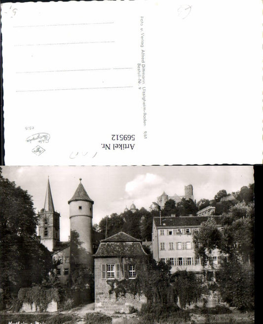 569512, Photo postcard of Wertheim am Main, view with castle ruins